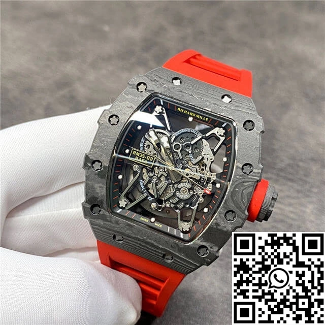 Trendsetting Richard Mille RM35-02 KV Factory Carbon Fiber Red Rubber Strap 2483