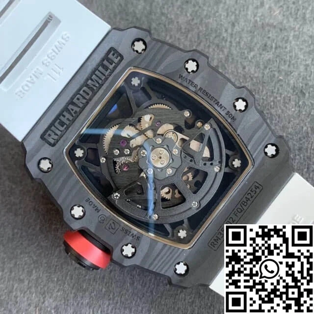 Contemporary Richard Mille RM35-02 KV Factory V3 Carbon Fiber White Rubber Strap 2488