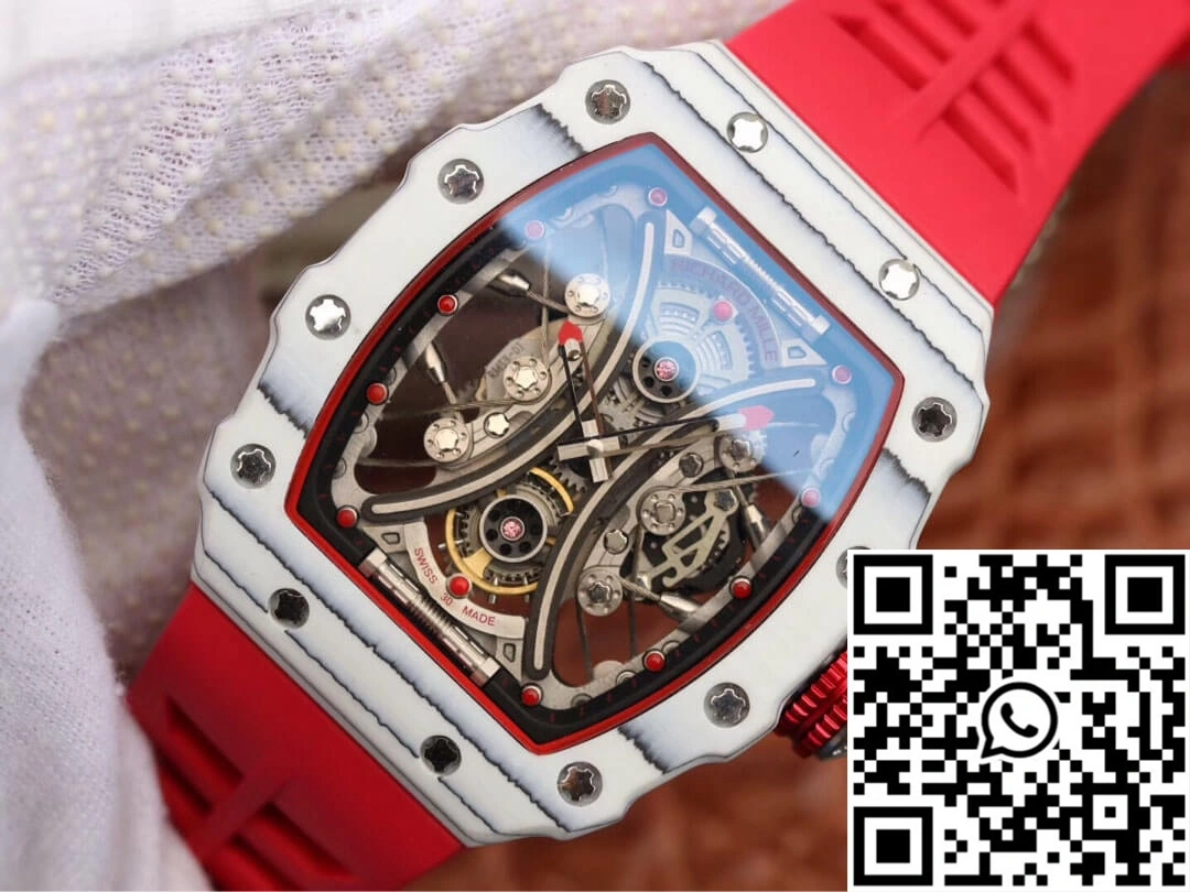 Original Richard Mille RM53-01 KV Factory White TPT Carbon Fiber Red Strap 2498