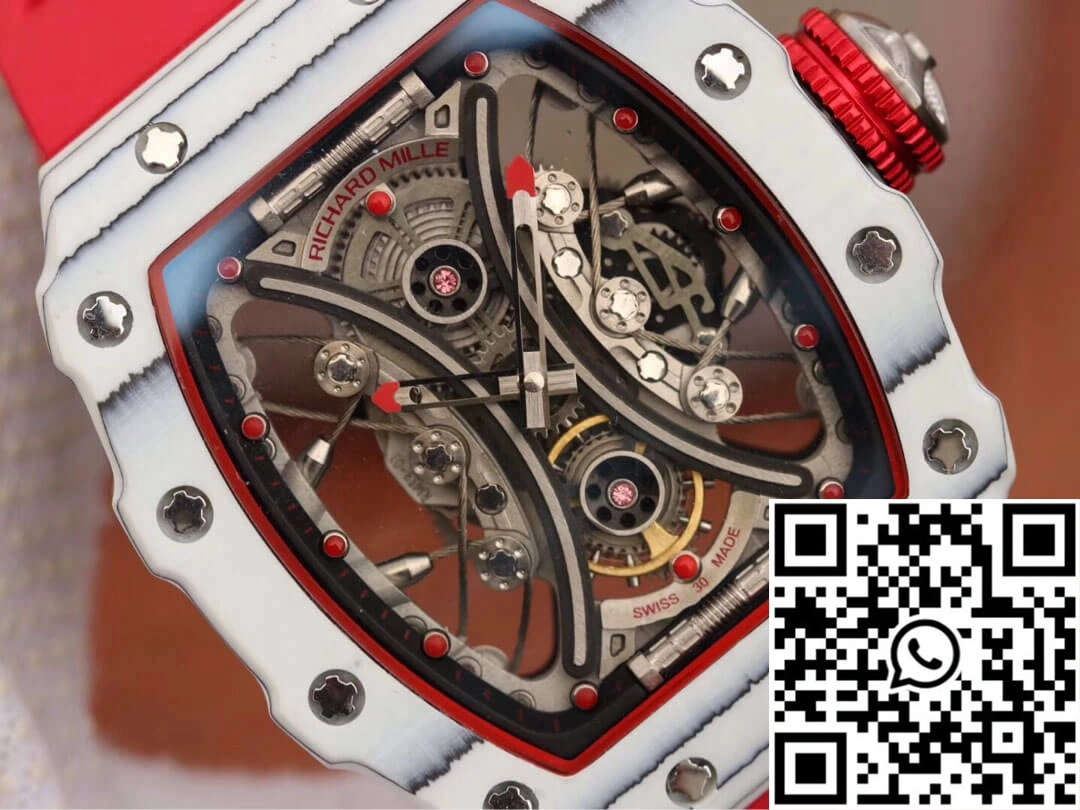 Original Richard Mille RM53-01 KV Factory White TPT Carbon Fiber Red Strap 2498