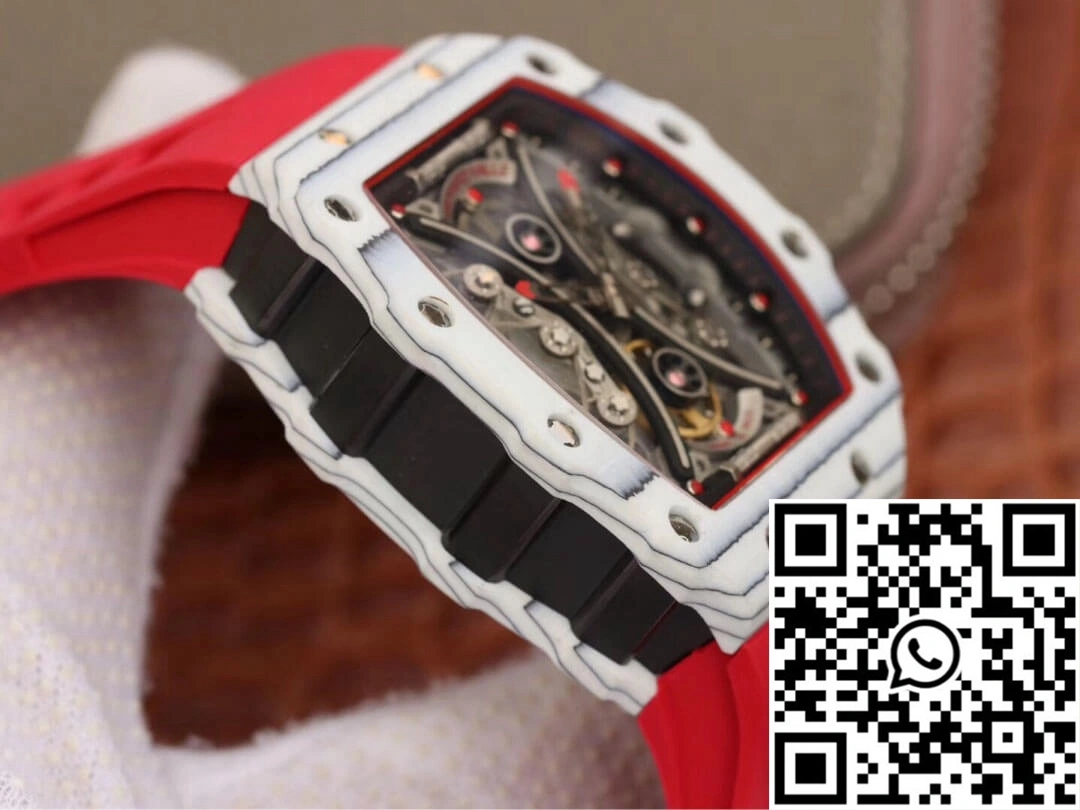 Original Richard Mille RM53-01 KV Factory White TPT Carbon Fiber Red Strap 2498