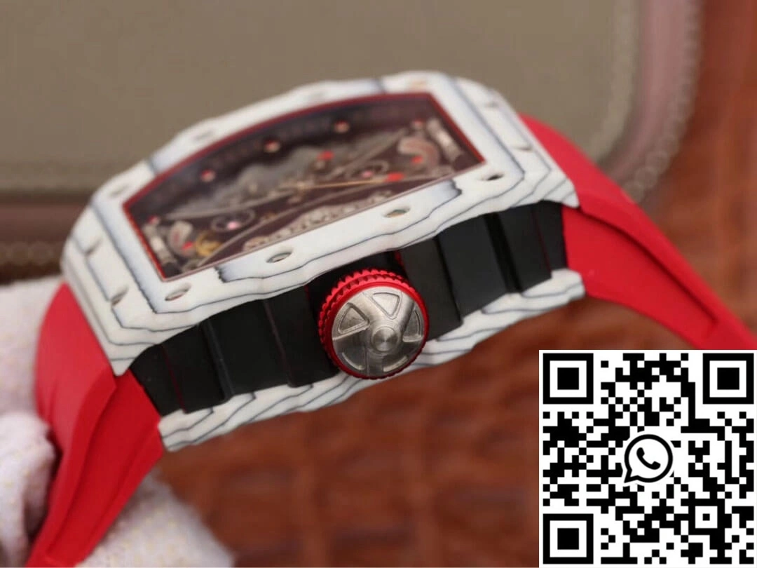 Original Richard Mille RM53-01 KV Factory White TPT Carbon Fiber Red Strap 2498