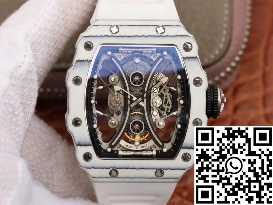 Richard Mille RM53-01 KV Factory White TPT Carbon Fiber Skeleton Dial Comfortable 2496