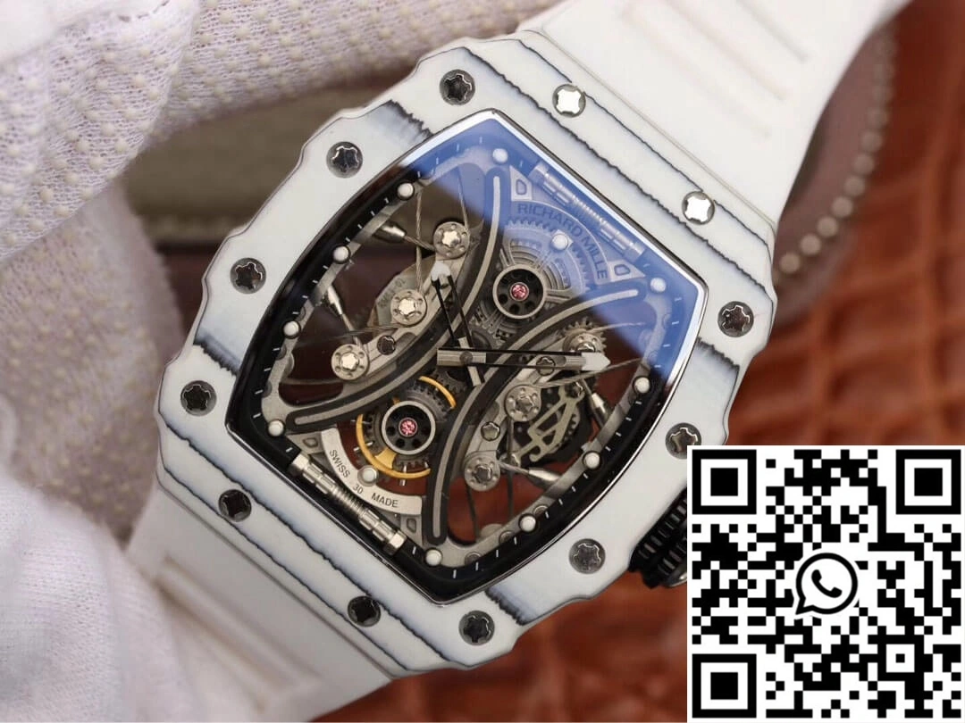 Richard Mille RM53-01 KV Factory White TPT Carbon Fiber Skeleton Dial Comfortable 2496