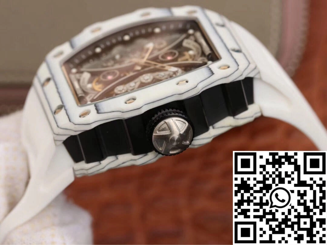 Richard Mille RM53-01 KV Factory White TPT Carbon Fiber Skeleton Dial Comfortable 2496