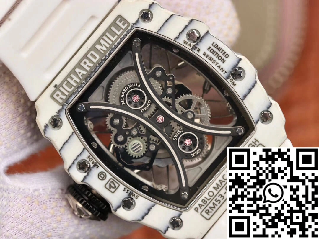 Richard Mille RM53-01 KV Factory White TPT Carbon Fiber Skeleton Dial Comfortable 2496