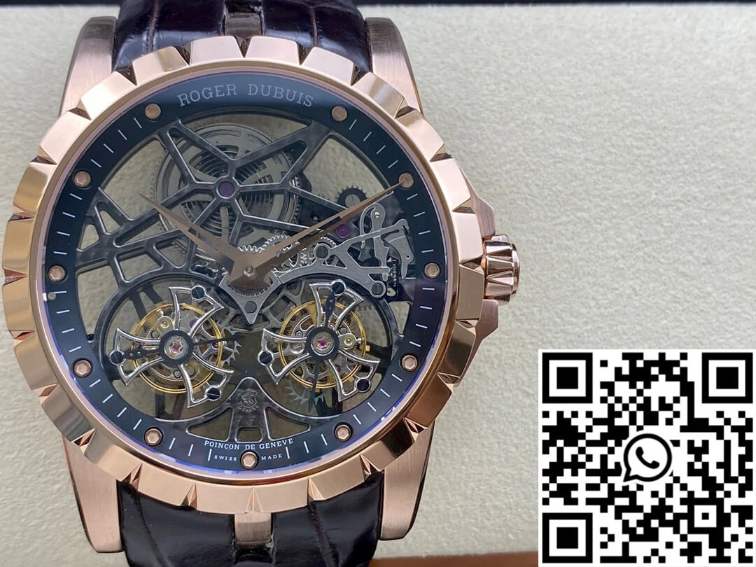 Tailored Roger Dubuis Excalibur RDDBEX0395 YS Factory Rose Gold Double Tourbillon Dial 2530