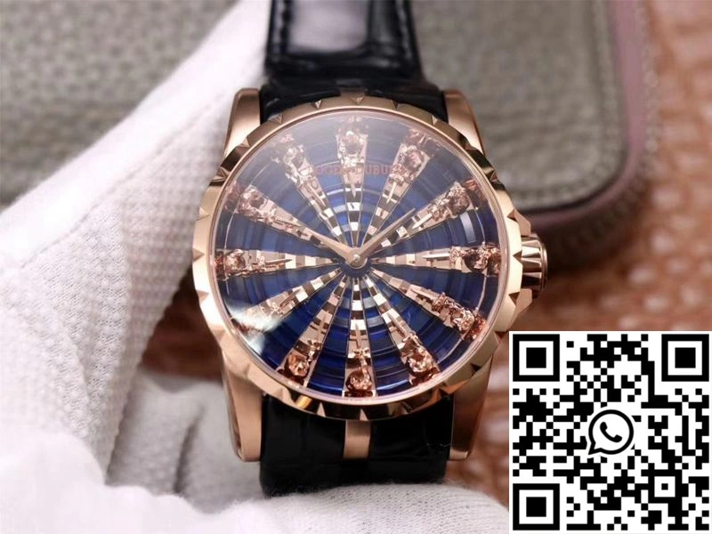 Snug Roger Dubuis Excalibur RDDBEX0684 ZZ Factory Rose Gold Blue Dial 2520