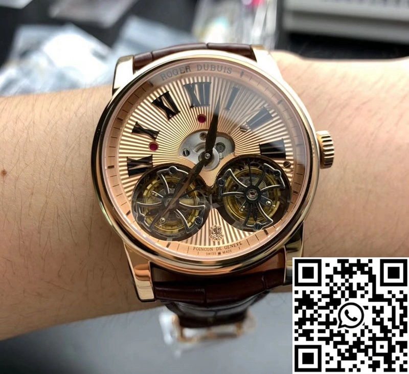 UrbanStyle Roger Dubuis Hommage RDDBHO0562 Double Flying tourbillon JB Factory Rose Gold Dial 2543