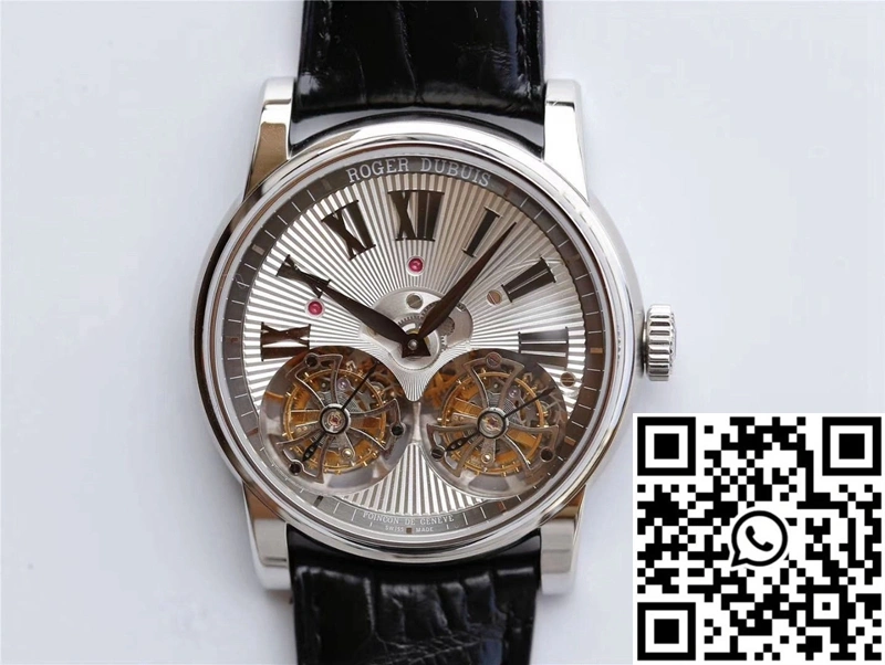 Affordable Roger Dubuis Hommage RDDBHO0562 Double Flying tourbillon JB Factory White Gold Case 2544