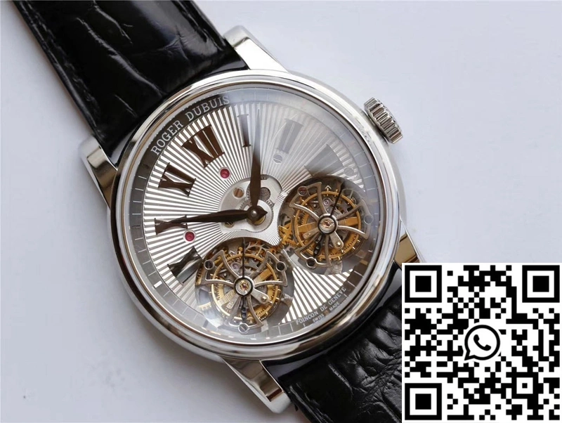 Affordable Roger Dubuis Hommage RDDBHO0562 Double Flying tourbillon JB Factory White Gold Case 2544