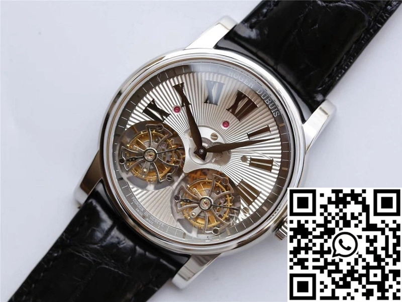 Affordable Roger Dubuis Hommage RDDBHO0562 Double Flying tourbillon JB Factory White Gold Case 2544