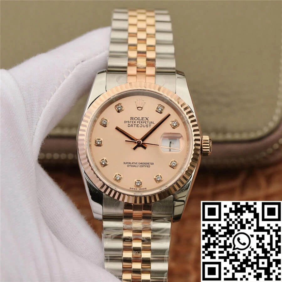Breathable Rolex Datejust 116231 36MM GM Factory Diamond-set Pink Dial 708