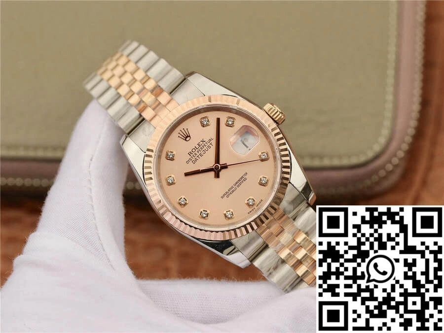 Breathable Rolex Datejust 116231 36MM GM Factory Diamond-set Pink Dial 708