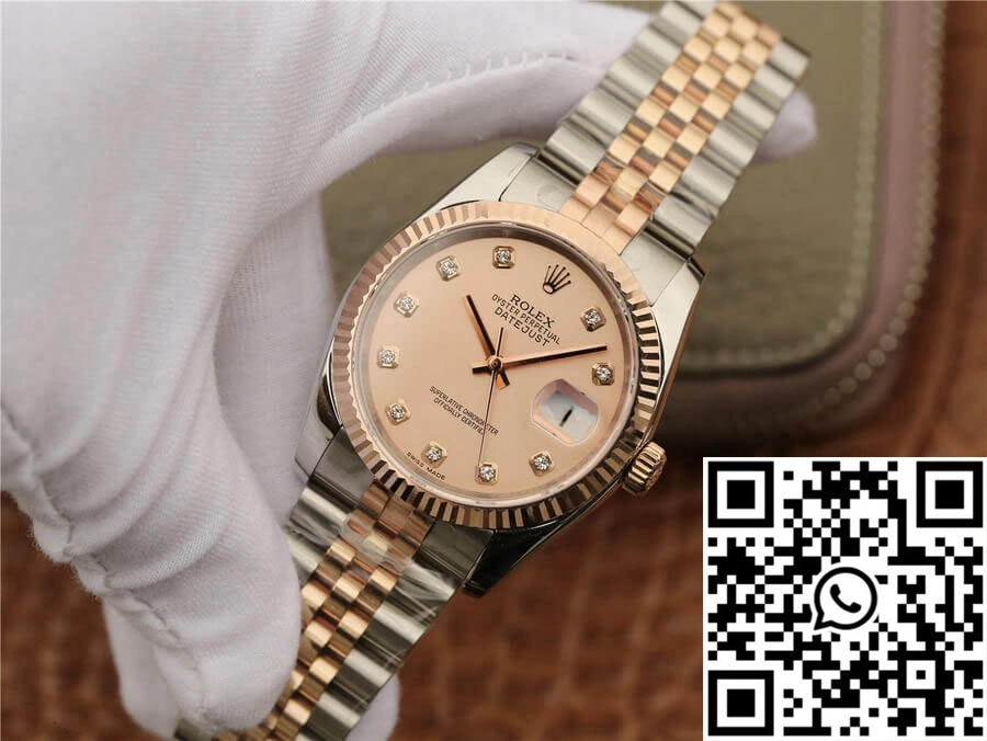 Breathable Rolex Datejust 116231 36MM GM Factory Diamond-set Pink Dial 708