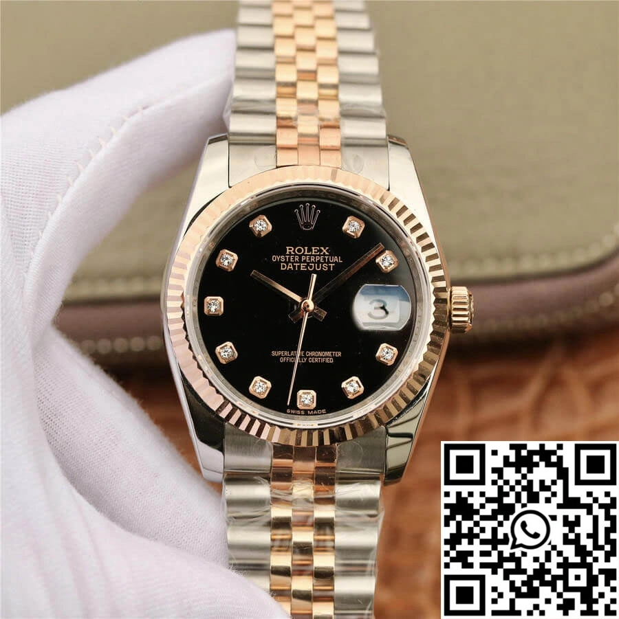 HighPerformance Rolex Datejust 116231 GM Factory Black Diamond Dial 649