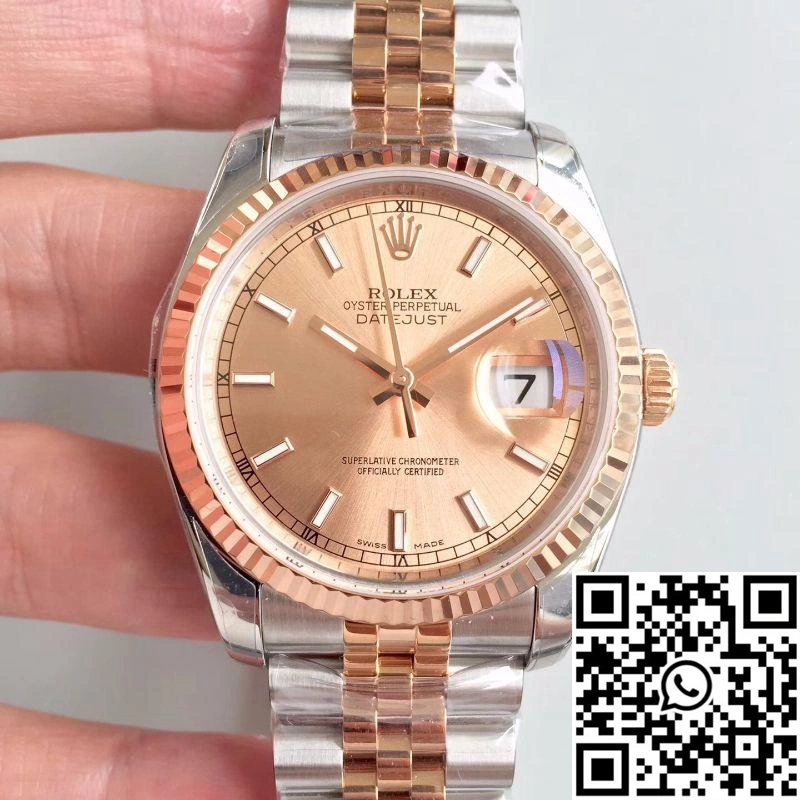 Supportive Rolex Datejust 116234 36mm AR Factory Rose Gold Dial 664