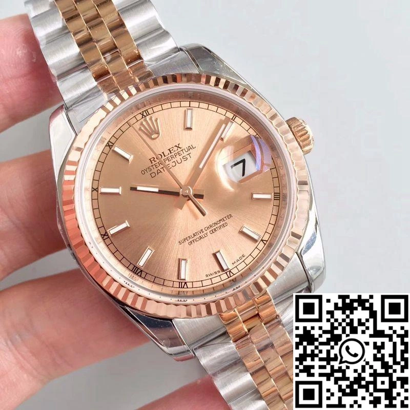 Supportive Rolex Datejust 116234 36mm AR Factory Rose Gold Dial 664