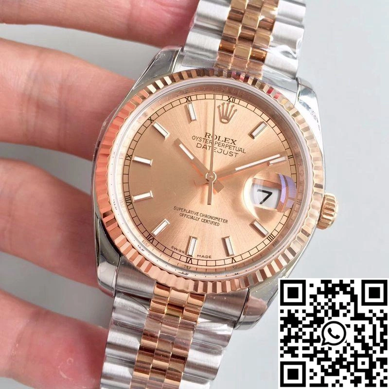 Supportive Rolex Datejust 116234 36mm AR Factory Rose Gold Dial 664