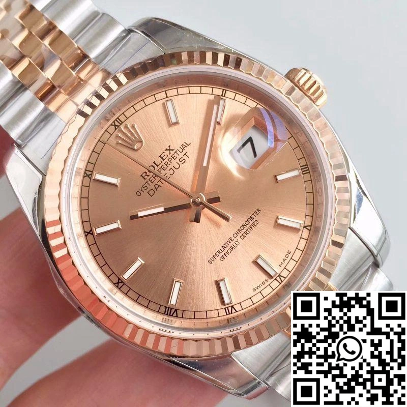 Supportive Rolex Datejust 116234 36mm AR Factory Rose Gold Dial 664