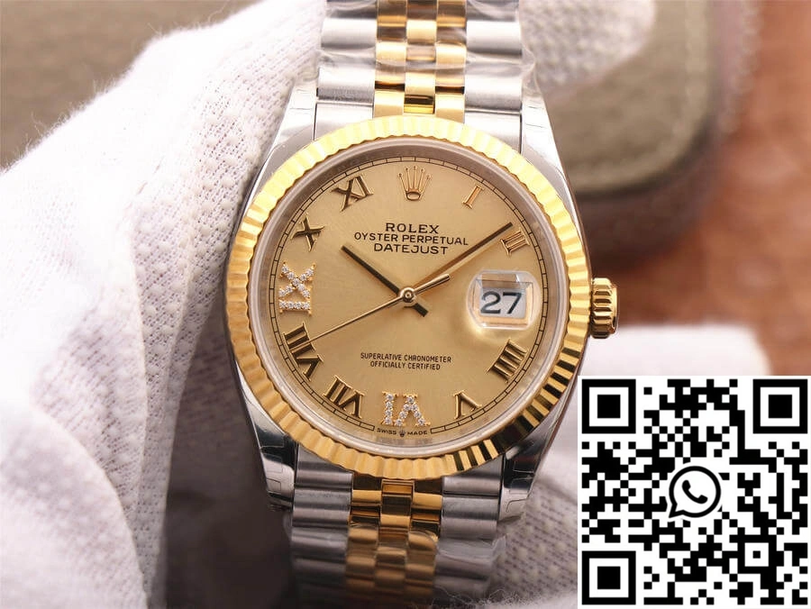 Bold Rolex Datejust 126233 EW Factory Diamond Gold Dial 713