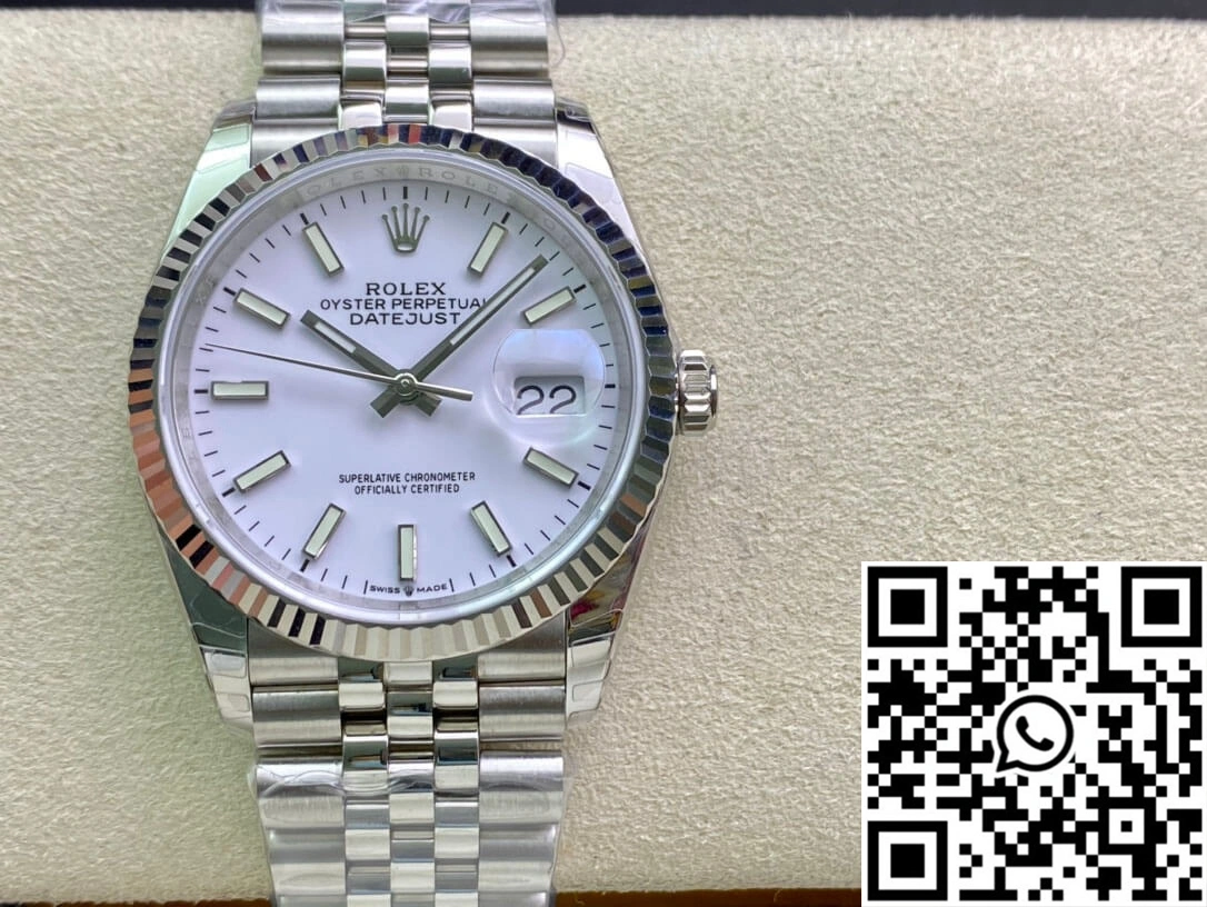 Upgraded Rolex Datejust 36MM EW Factory Stainless Steel White Dial 749