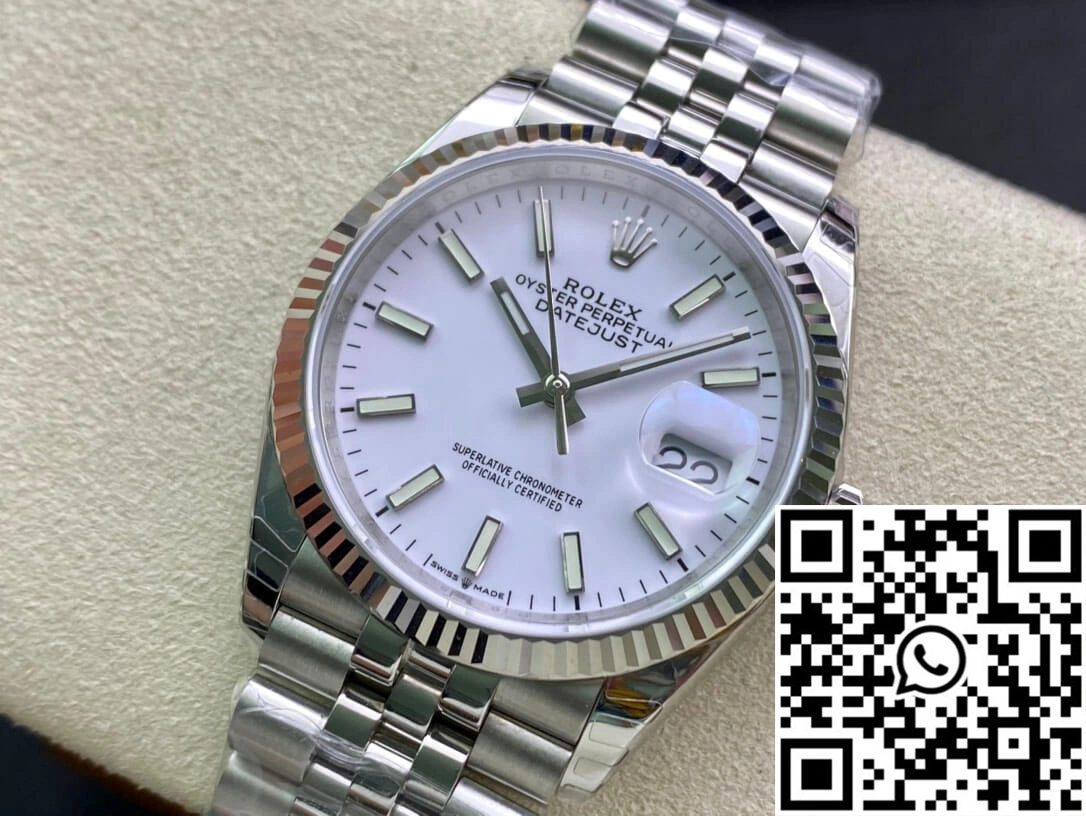 Upgraded Rolex Datejust 36MM EW Factory Stainless Steel White Dial 749