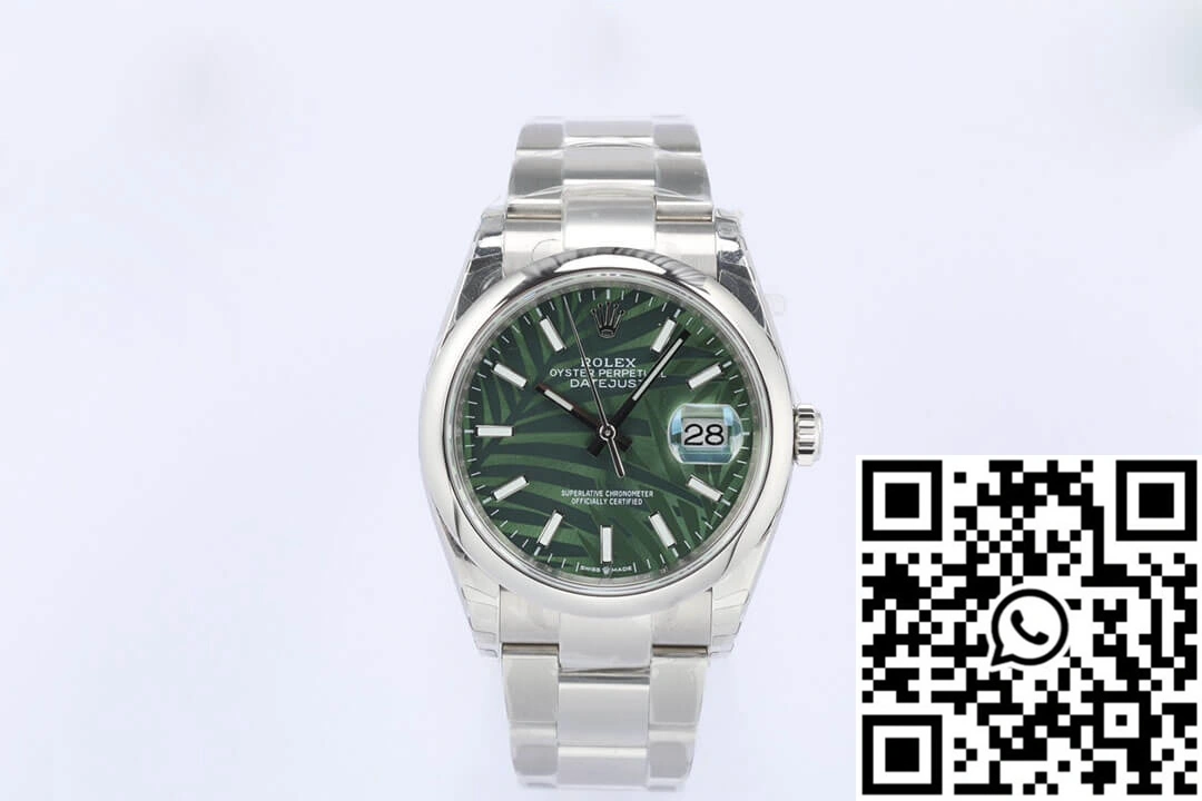 FlexibleFit Rolex Datejust M126200-0020 EW Factory Olive Green Palm Leaf Pattern Dial 685