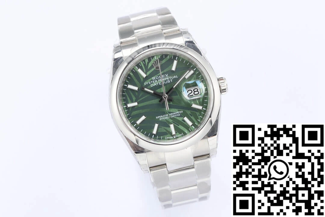 FlexibleFit Rolex Datejust M126200-0020 EW Factory Olive Green Palm Leaf Pattern Dial 685