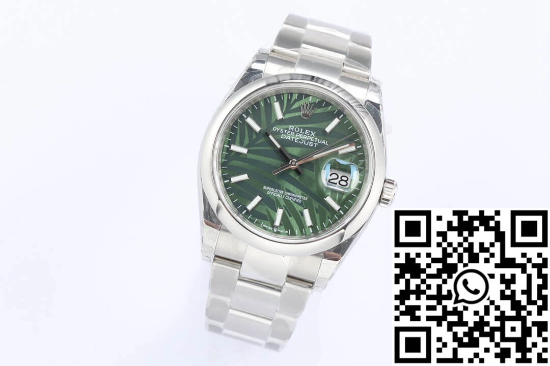 FlexibleFit Rolex Datejust M126200-0020 EW Factory Olive Green Palm Leaf Pattern Dial 685