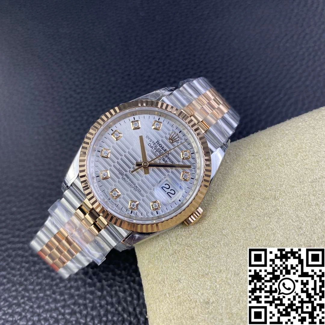 Rolex Datejust M126231 36MM VS Factory Two Tone Silver Motif Dial Diamond Hourmarker Bright 666
