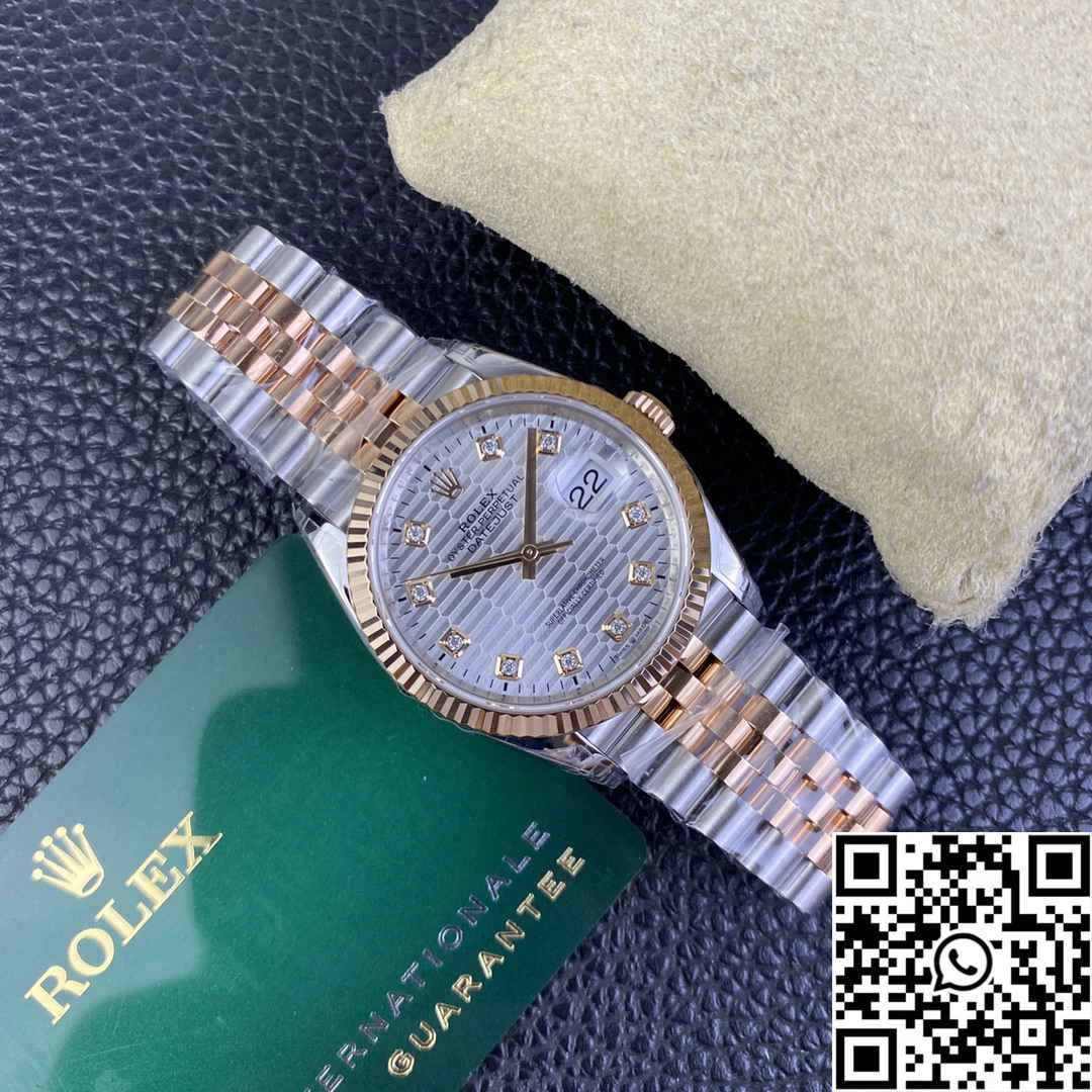 Rolex Datejust M126231 36MM VS Factory Two Tone Silver Motif Dial Diamond Hourmarker Bright 666