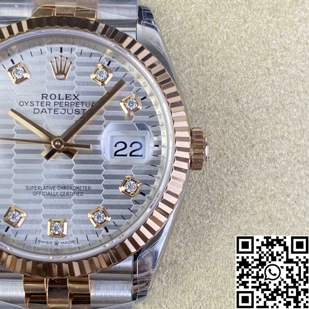 Rolex Datejust M126231 36MM VS Factory Two Tone Silver Motif Dial Diamond Hourmarker Bright 666