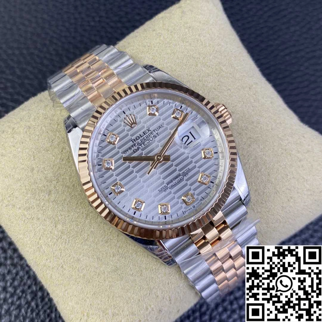 Rolex Datejust M126231 36MM VS Factory Two Tone Silver Motif Dial Diamond Hourmarker Bright 666