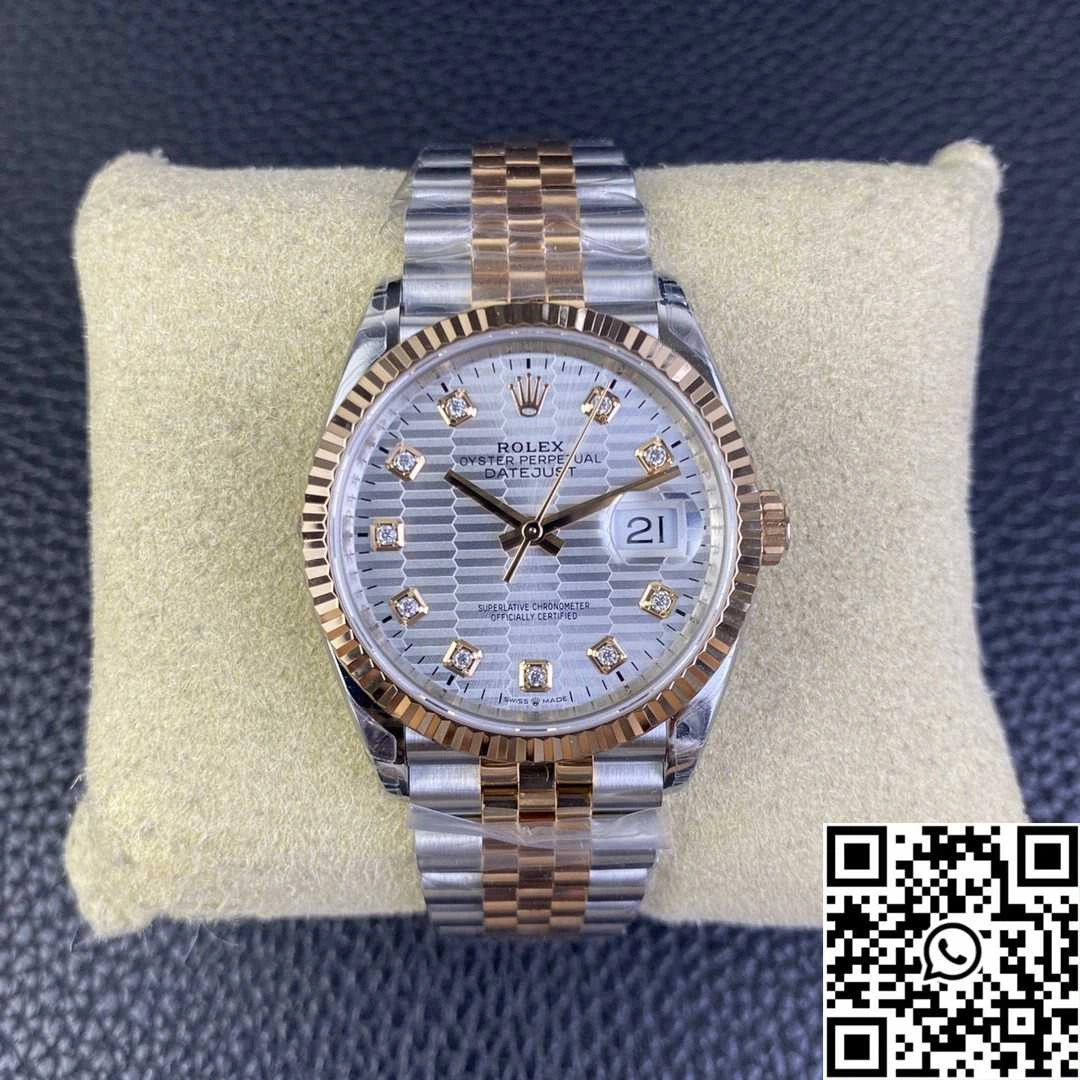 Rolex Datejust M126231 36MM VS Factory Two Tone Silver Motif Dial Diamond Hourmarker Bright 666