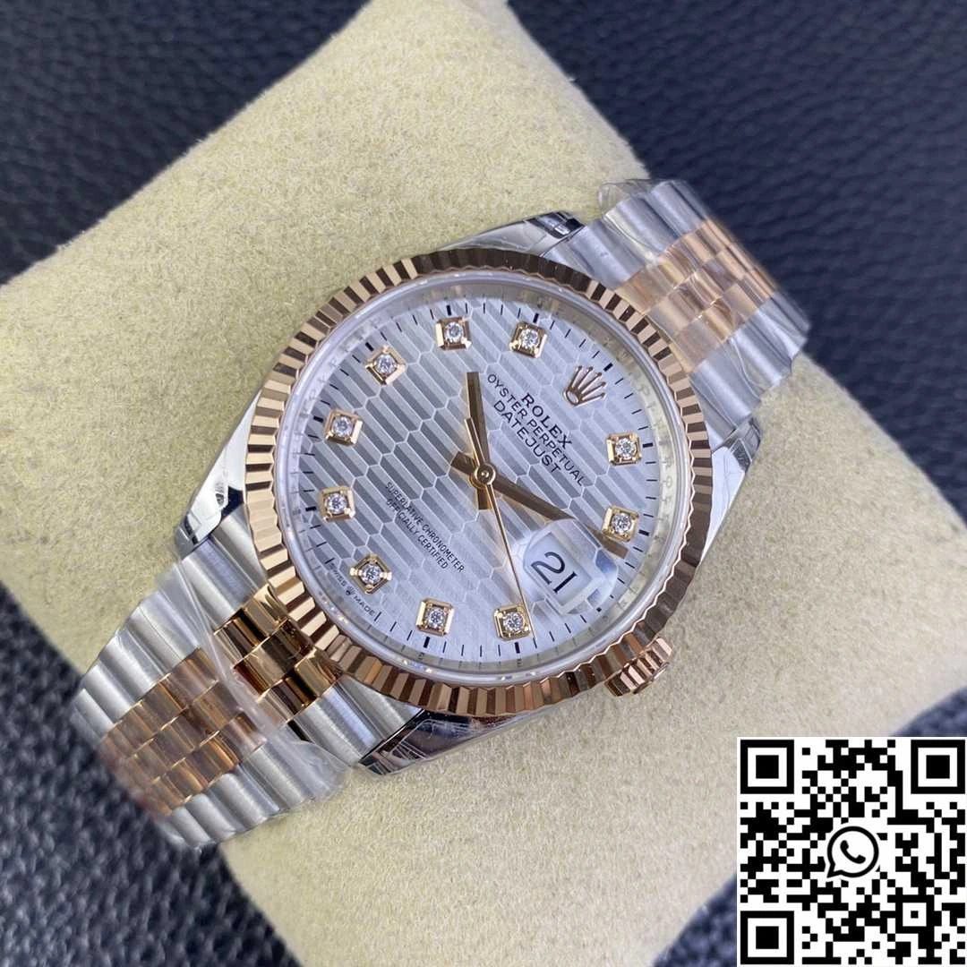 Rolex Datejust M126231 36MM VS Factory Two Tone Silver Motif Dial Diamond Hourmarker Bright 666