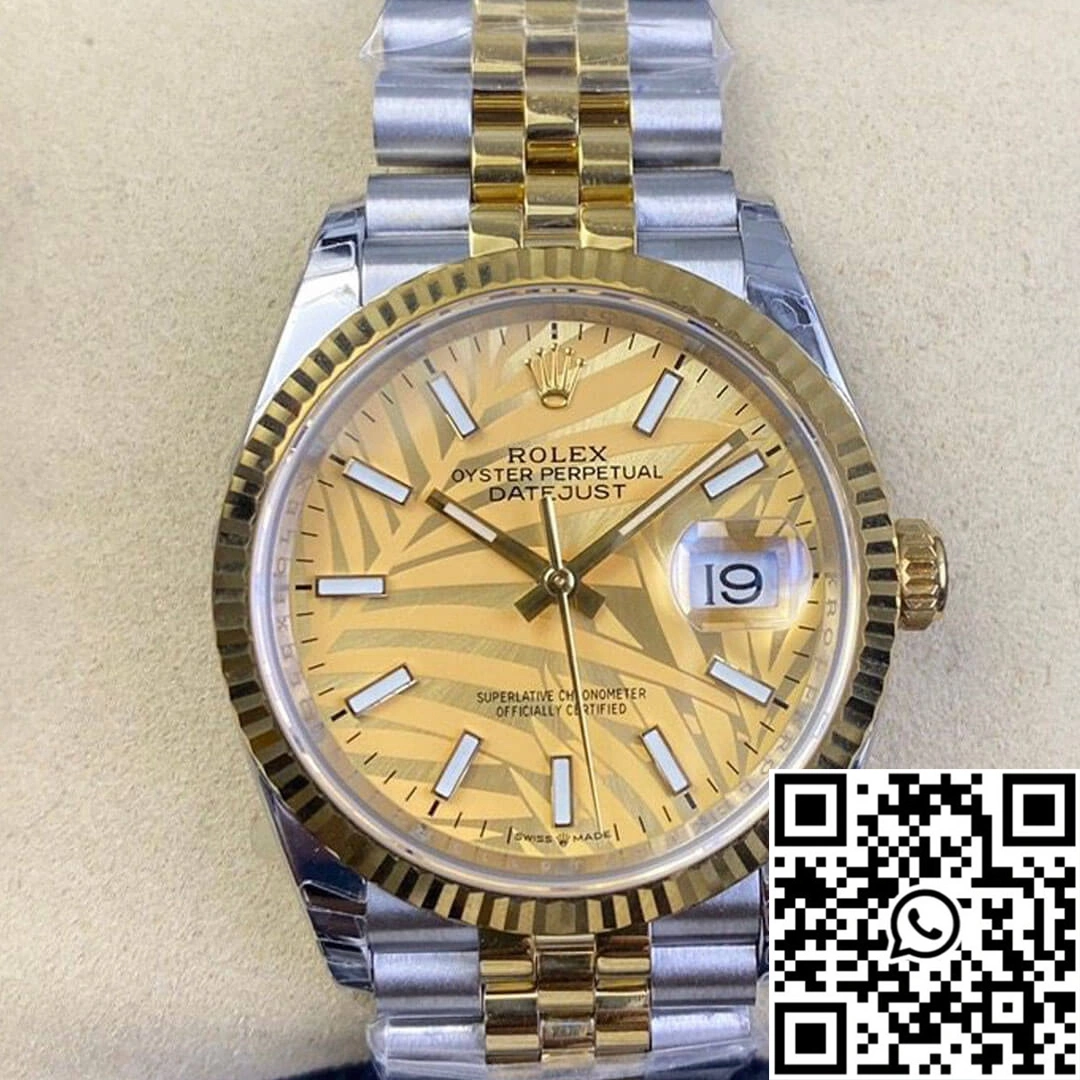 Vibrant Rolex Datejust M126233-0037 EW Factory Golden Palm Leaf Pattern Dial 703