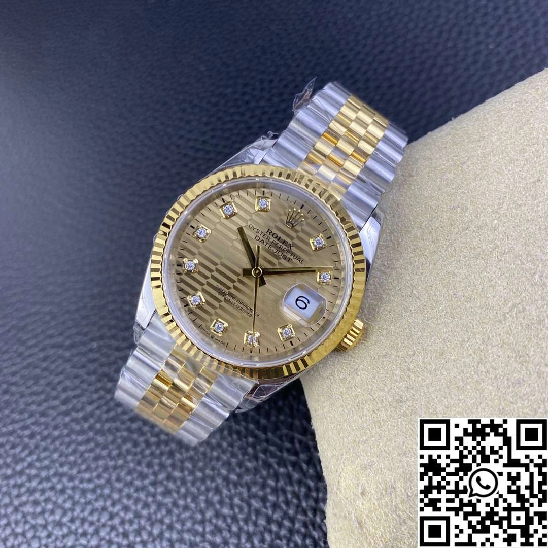 ComfortFit Rolex Datejust M126233 36MM VS Factory Two Tone Silver Motif Dial Diamond Hourmarker 665