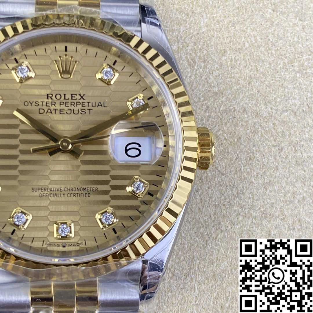 ComfortFit Rolex Datejust M126233 36MM VS Factory Two Tone Silver Motif Dial Diamond Hourmarker 665