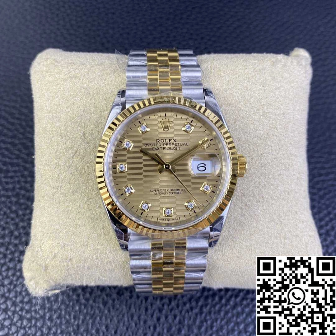 ComfortFit Rolex Datejust M126233 36MM VS Factory Two Tone Silver Motif Dial Diamond Hourmarker 665
