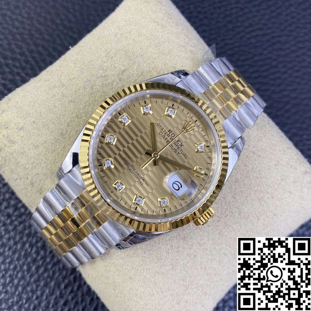 ComfortFit Rolex Datejust M126233 36MM VS Factory Two Tone Silver Motif Dial Diamond Hourmarker 665