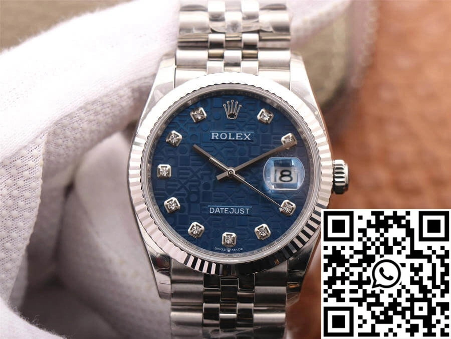 Lightweight Rolex Datejust M126234-0011 36MM EW Factory Diamond-Studded Blue Dial 704