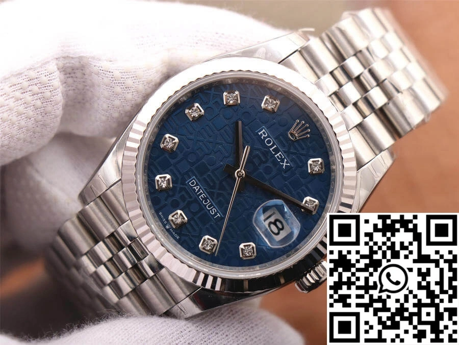 Lightweight Rolex Datejust M126234-0011 36MM EW Factory Diamond-Studded Blue Dial 704