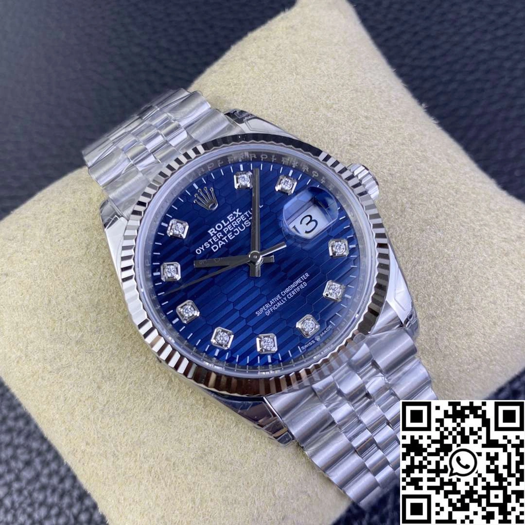 Unique Rolex Datejust M126234 36MM Clean Factory Stainless Steel Blue Motif Dial Diamond Hourmarker 696