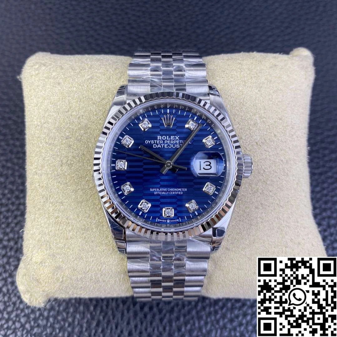 Unique Rolex Datejust M126234 36MM Clean Factory Stainless Steel Blue Motif Dial Diamond Hourmarker 696