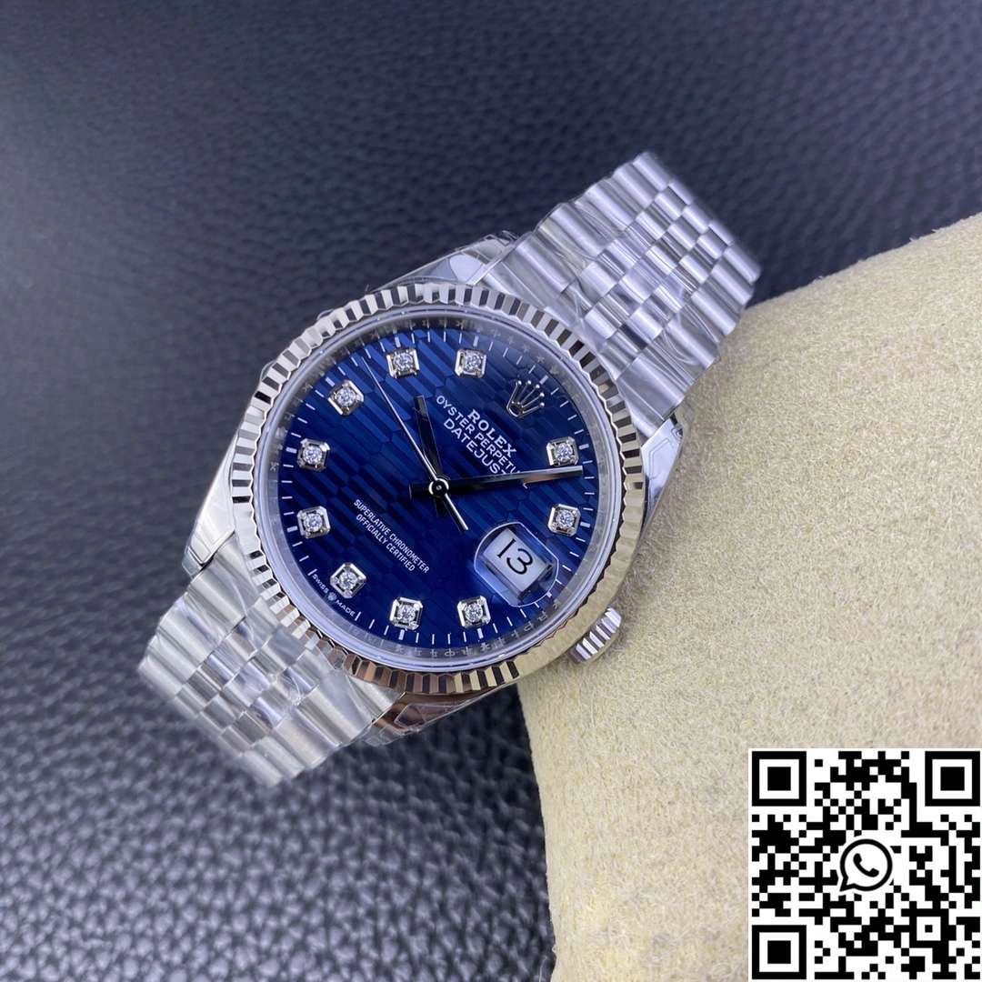 Unique Rolex Datejust M126234 36MM Clean Factory Stainless Steel Blue Motif Dial Diamond Hourmarker 696