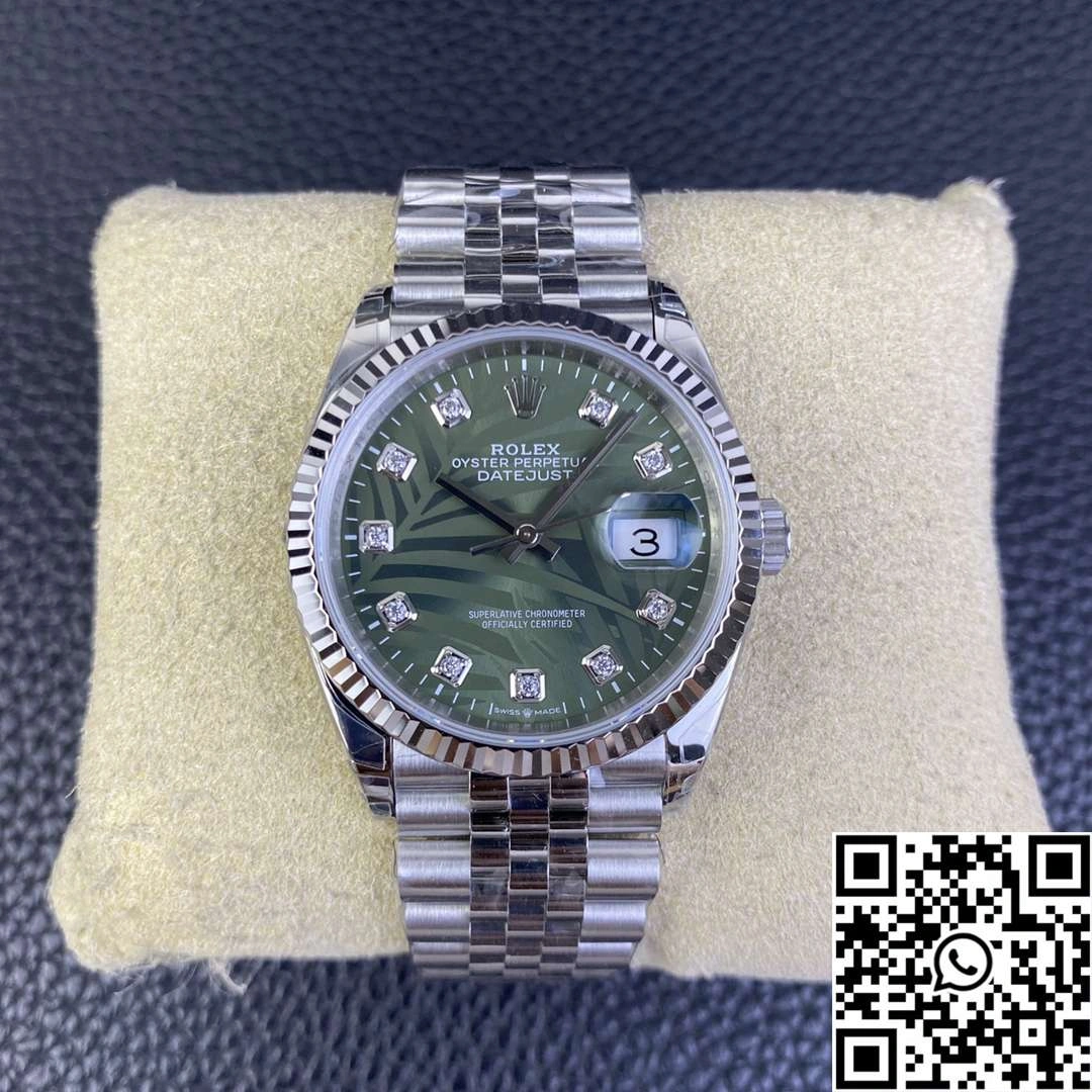 FlexibleFit Rolex Datejust M126234 36MM Clean Factory Stainless Steel Green Motif Dial Diamond Hourmarker 690