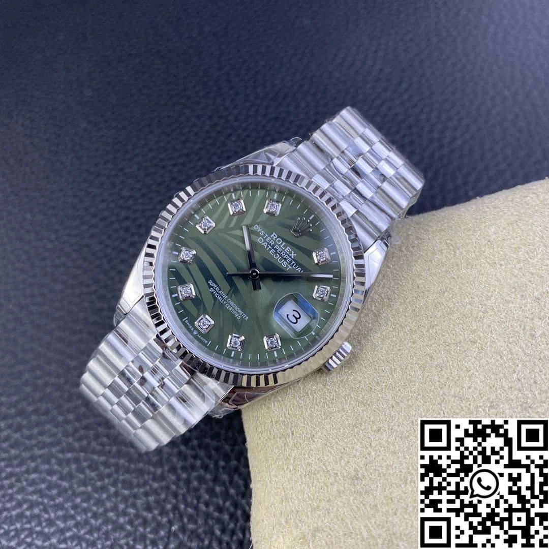 FlexibleFit Rolex Datejust M126234 36MM Clean Factory Stainless Steel Green Motif Dial Diamond Hourmarker 690