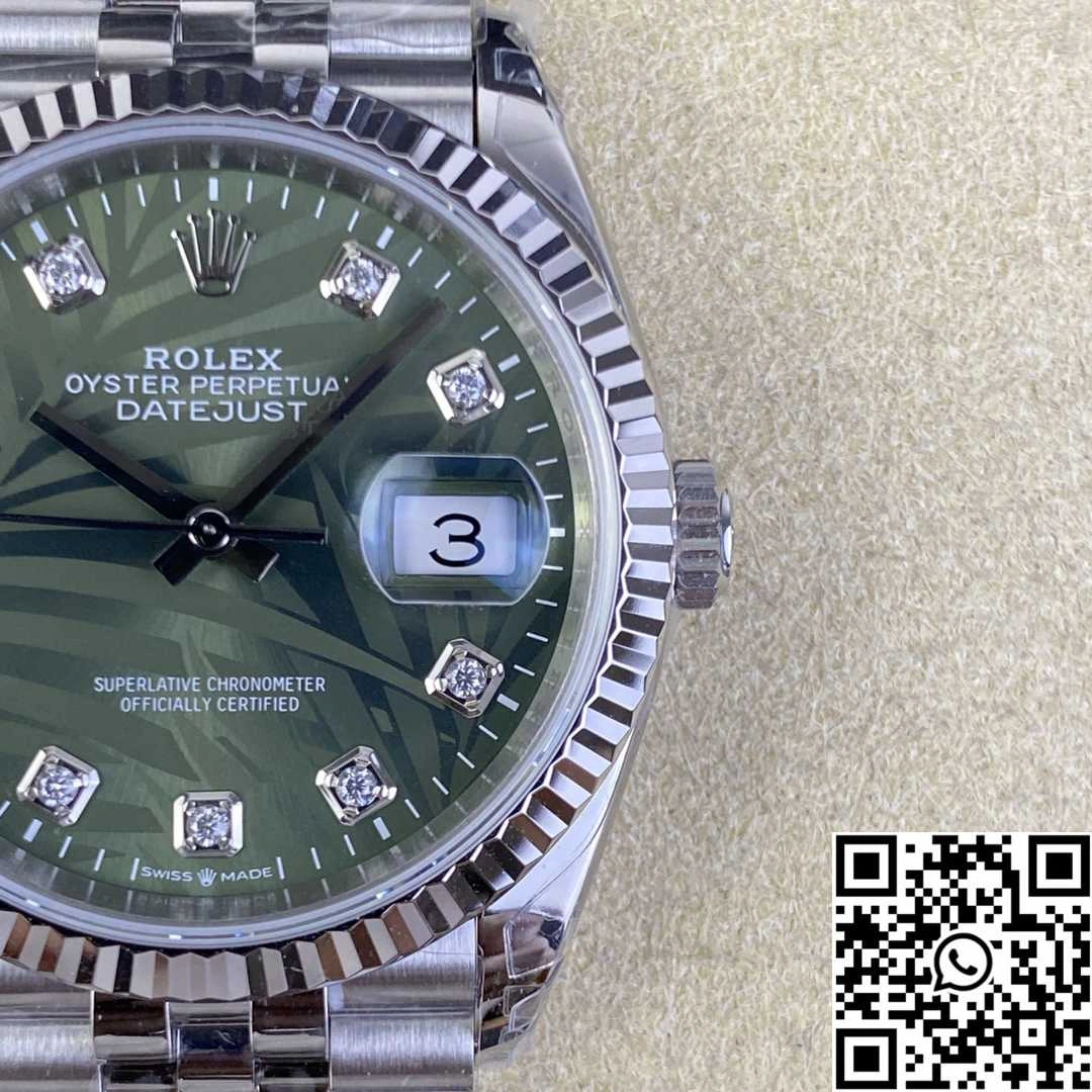 FlexibleFit Rolex Datejust M126234 36MM Clean Factory Stainless Steel Green Motif Dial Diamond Hourmarker 690
