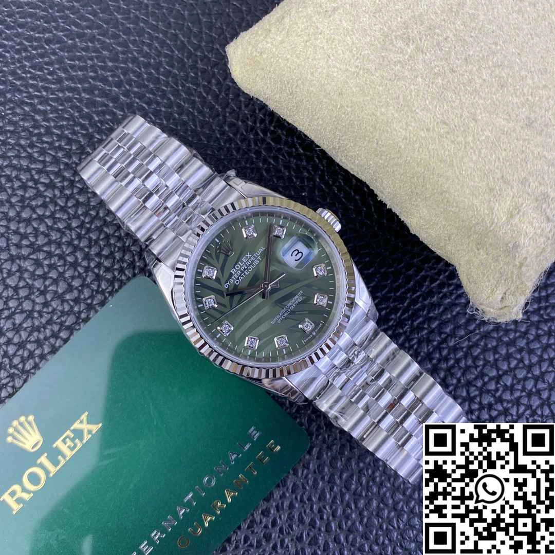 FlexibleFit Rolex Datejust M126234 36MM Clean Factory Stainless Steel Green Motif Dial Diamond Hourmarker 690